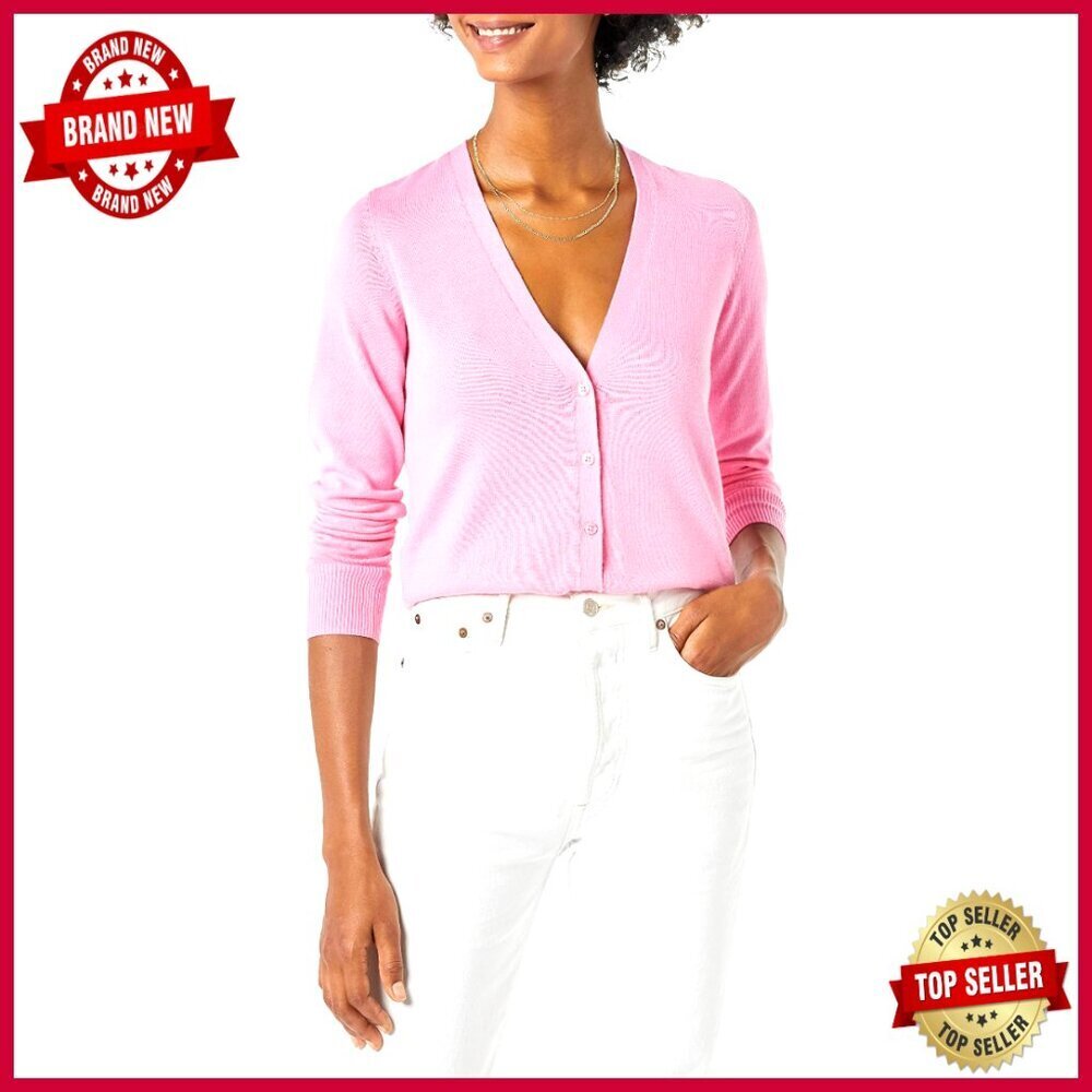 Lightweight V-Neck Cardigan Sweater, Cotton Blend, Button Front
